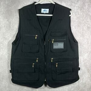 Blue Stone Safety Vest Mens Large Black Zip Sleeveless V-Neck Concealed Carry‎
